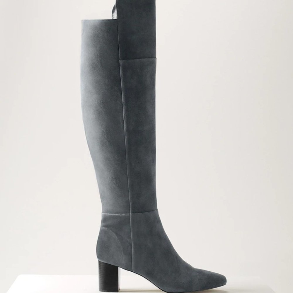 NEW WHBM GRAY SUEDE OVER THE KNEE TALL BOOTS $300